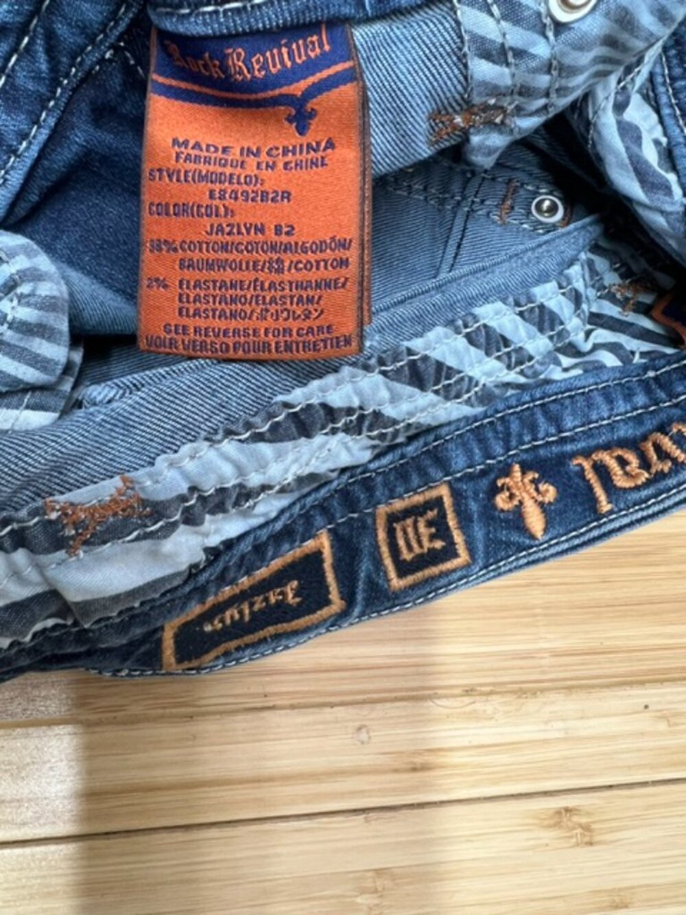 Jazlyn Boot Denim Jean Rock Revival Womens Y2K Embellished Sz 30"x29" (75 - Picture 10 of 13
